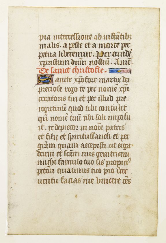 BOOK OF HOURS, Manuscript leaf on vellum written in a late Gothic hand., antique map, old maps