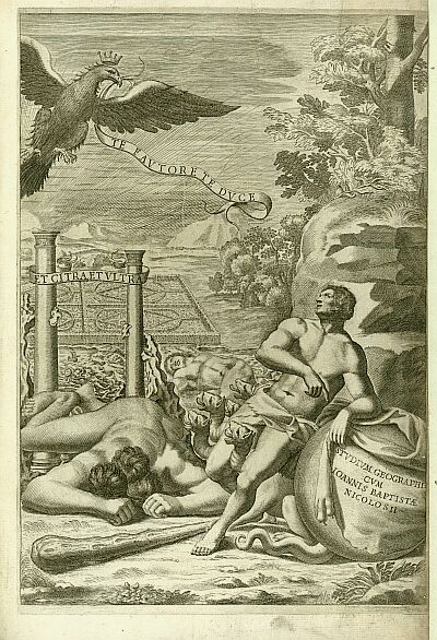 NICOLOSI, J,B., Titlepage: Studium Geographicum., antique map, old maps