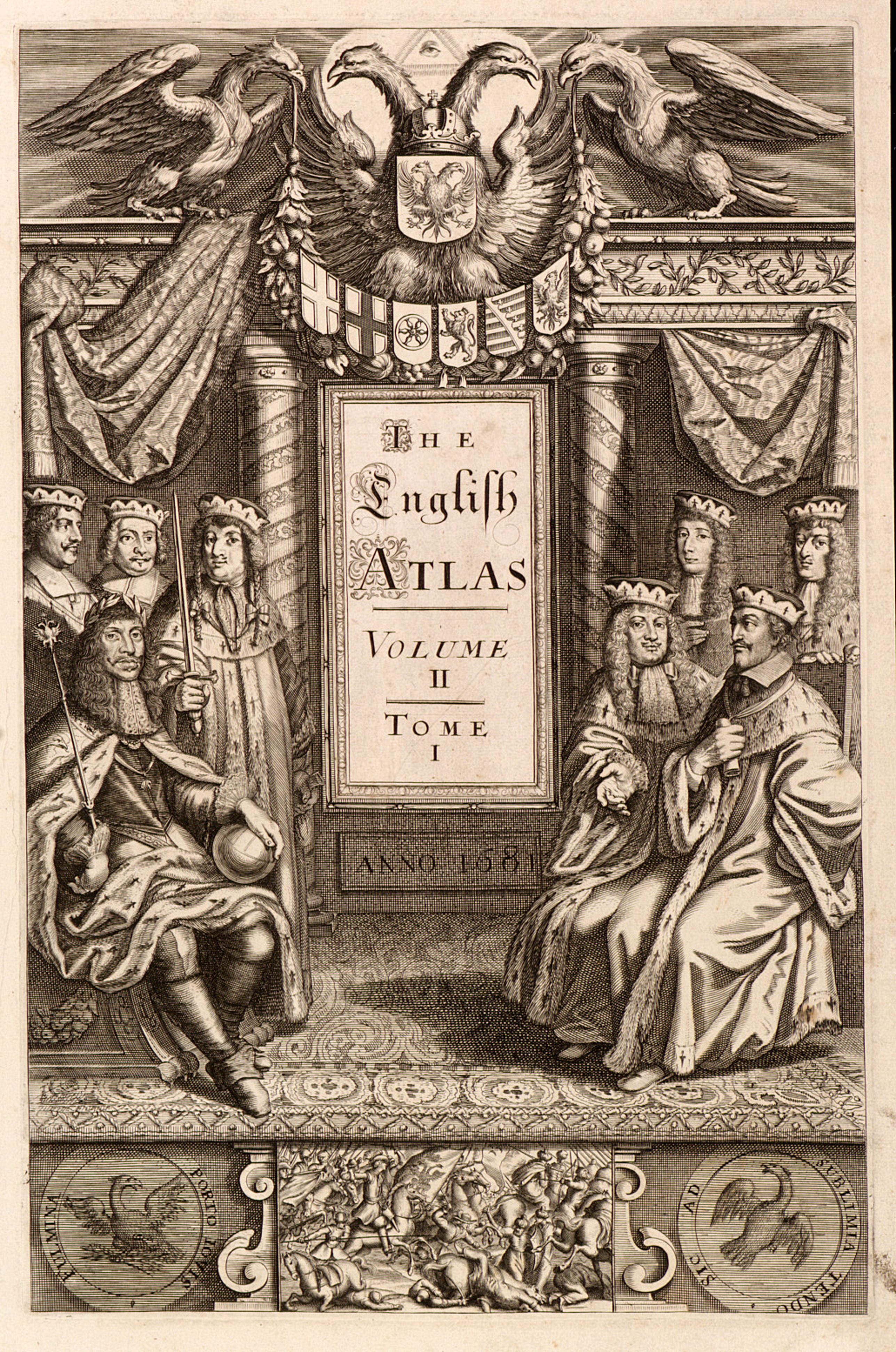 JANSSONIUS-WAESBERGHE, J.,  [Title page] The English Atlas, volume II., antique map, old maps