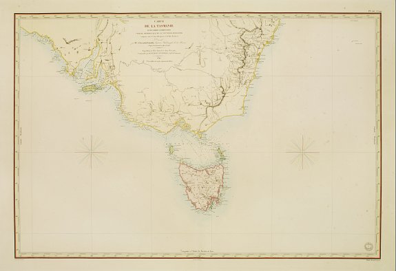 DEPOT GÉNÉRAL DE LA MARINE., Carte de la Tasmanie et des terres environnantes.., antique map, old maps
