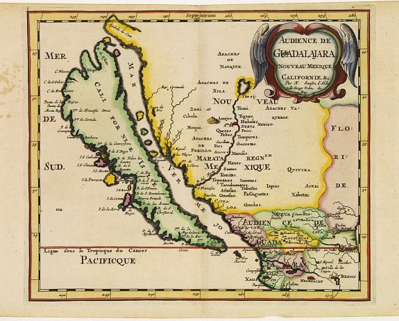 SANSON,N., Audience de Guadalajara nouveau Mexique, Californie. &c., antique map, old maps