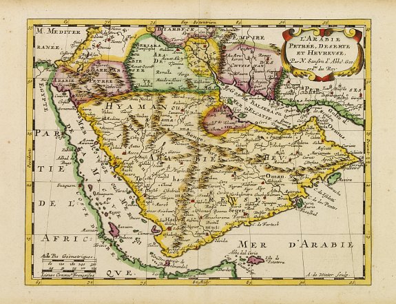 SANSON,N., L'Arabie Petrée, Deserte et Hevreuse.., antique map, old maps