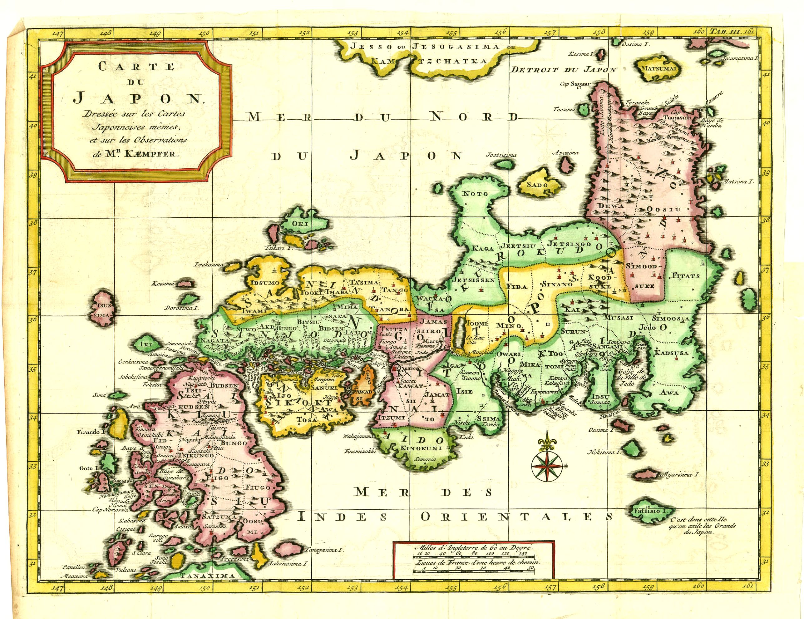 TIRION,I.,  Carte du Japon, Dress�e sur les Cartes Japonnoises.., antique map, old maps