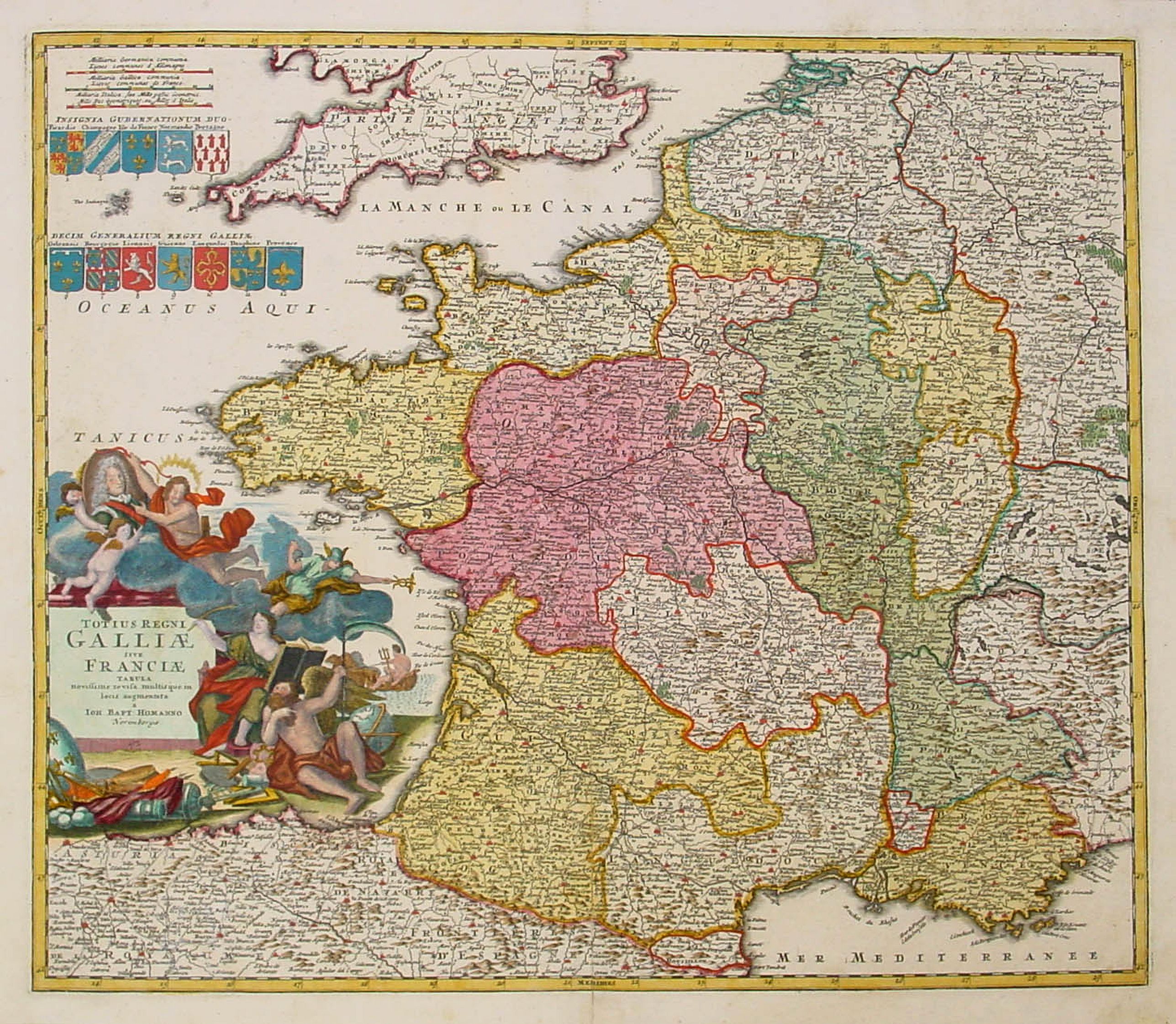 HOMANN, H�ritiers.,  Totius Galliae sive Franciae tabula.., antique map, old maps