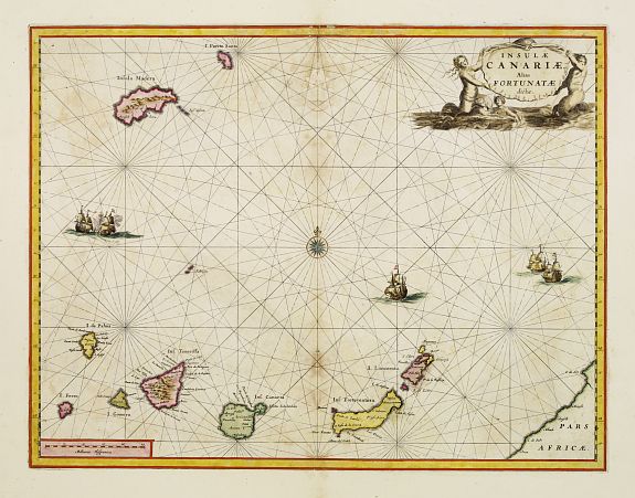 JANSSONIUS,J., Insulae Canariae Alias Fortunatae dictae., antique map, old maps