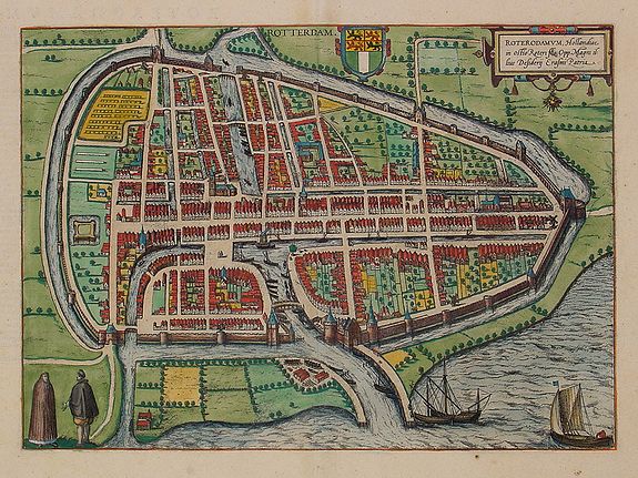 BRAUN,G./ HOGENBERG,F.,  Roterodamum.. (Rotterdam), antique map, old maps