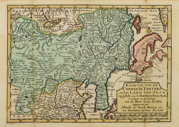 KEIZER, J./ DE LAT, J., Kaartje van de Chineese Tarters en het land van Jeso.., antique map, old maps