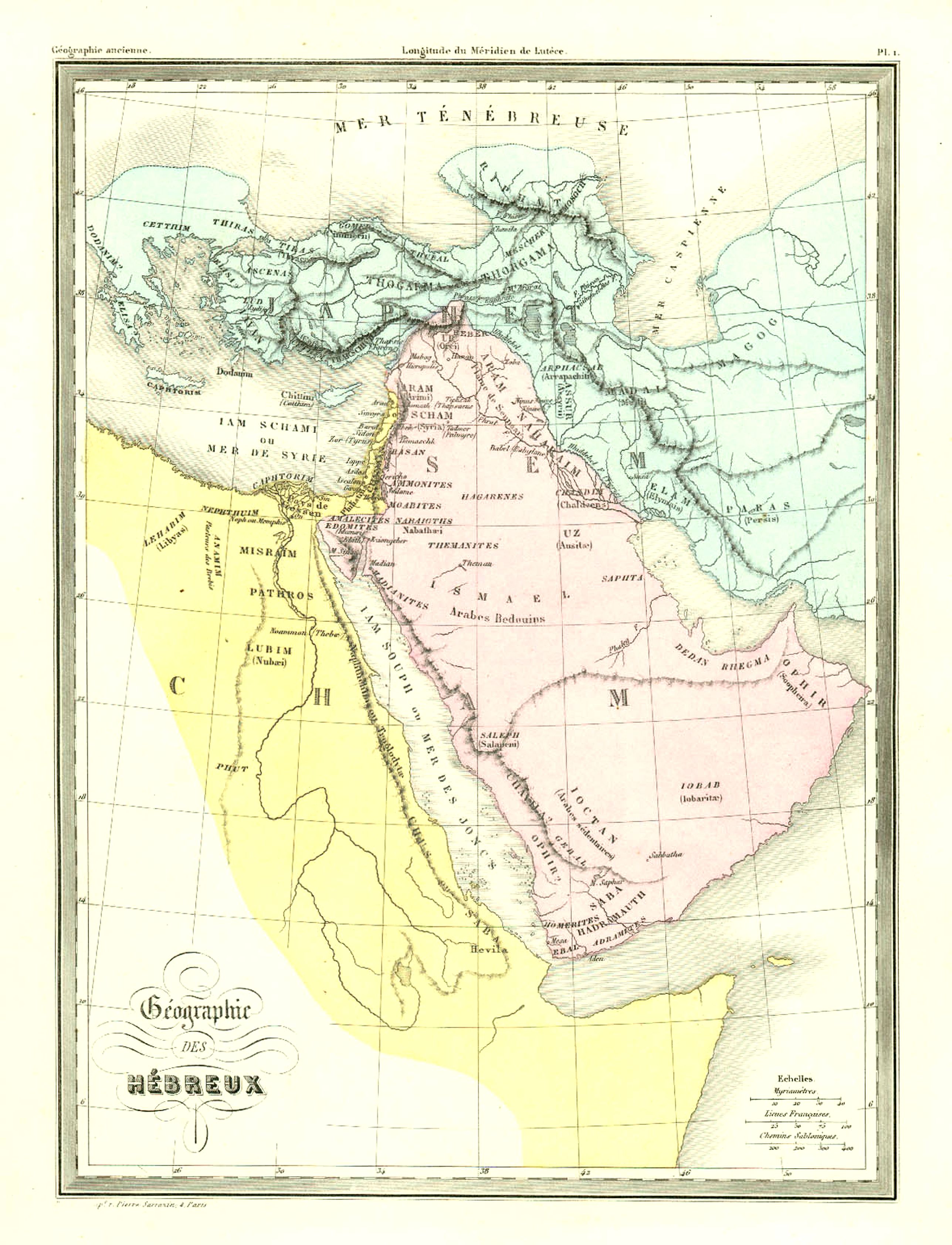 GARNIER FRÉRES, Géographie des Hébreux., antique map, old maps