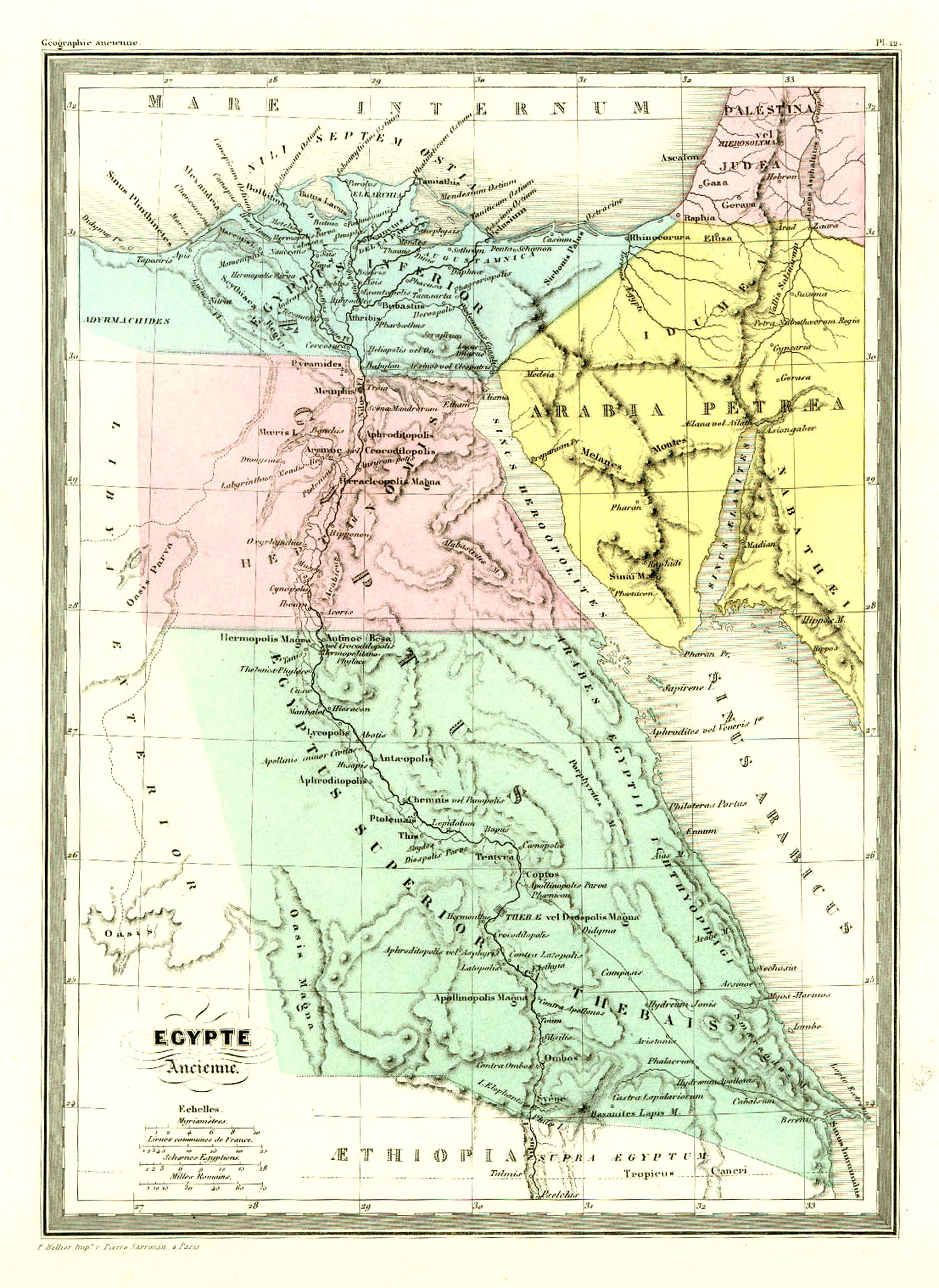 GARNIER FRÉRES, Egypte Ancienne., antique map, old maps