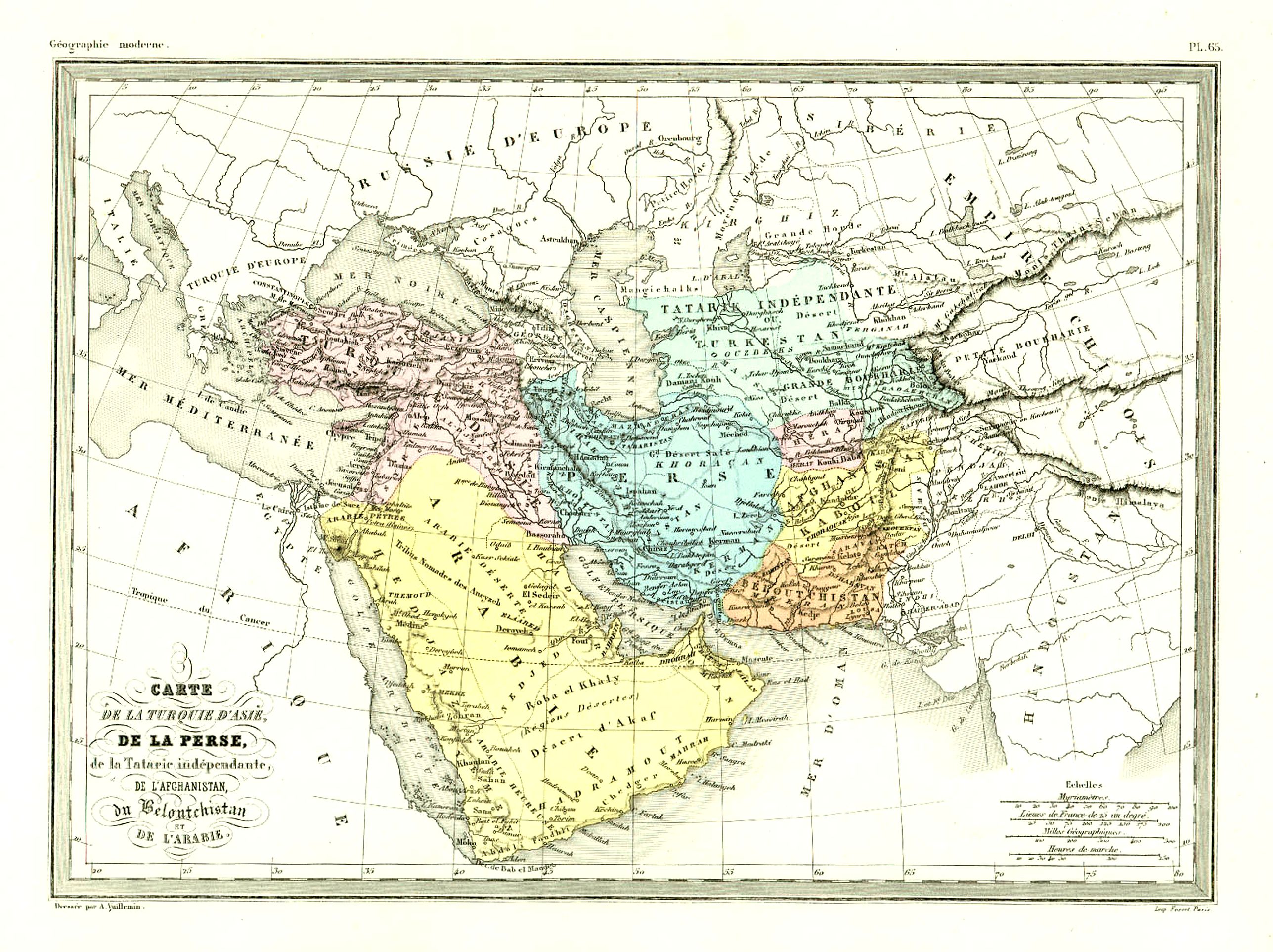 GARNIER FRERES, Carte de la Turquie d'asie, de la Perse. . ., antique map, old maps