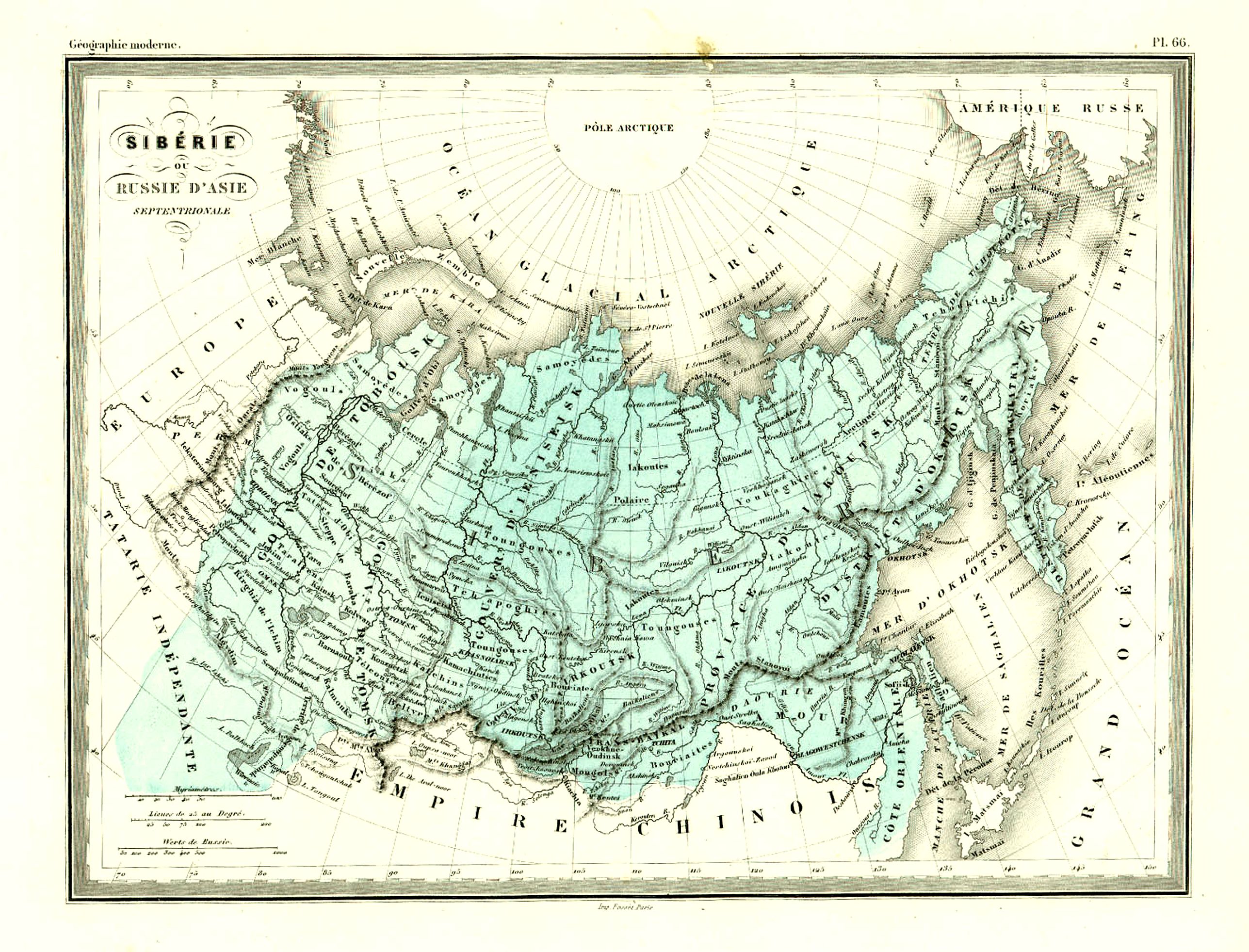 GARNIER FRERES, Sibérie ou Russie d'asie., antique map, old maps