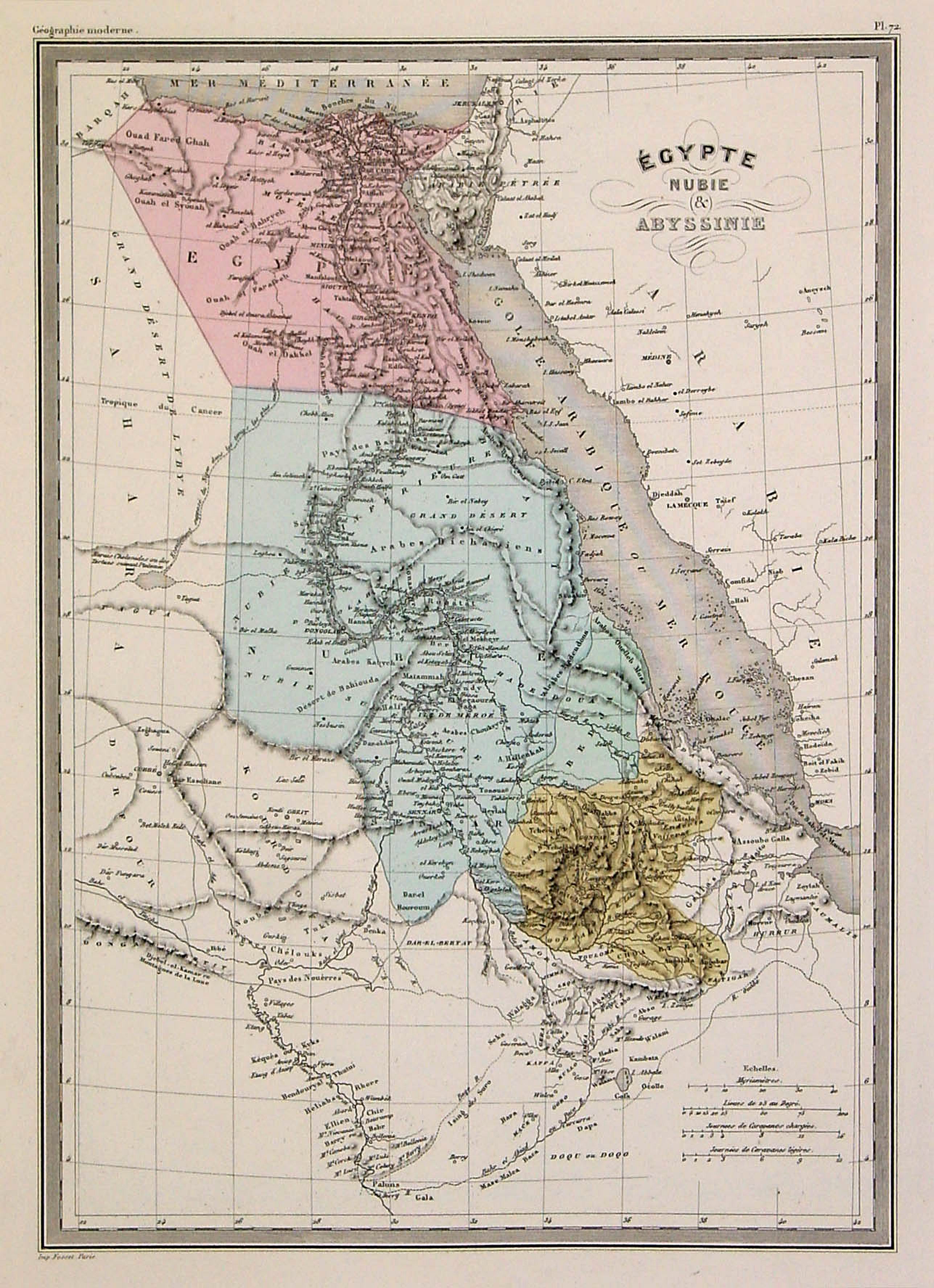 GARNIER FRÉRES, Égypte Nubie & Abyssinie., antique map, old maps