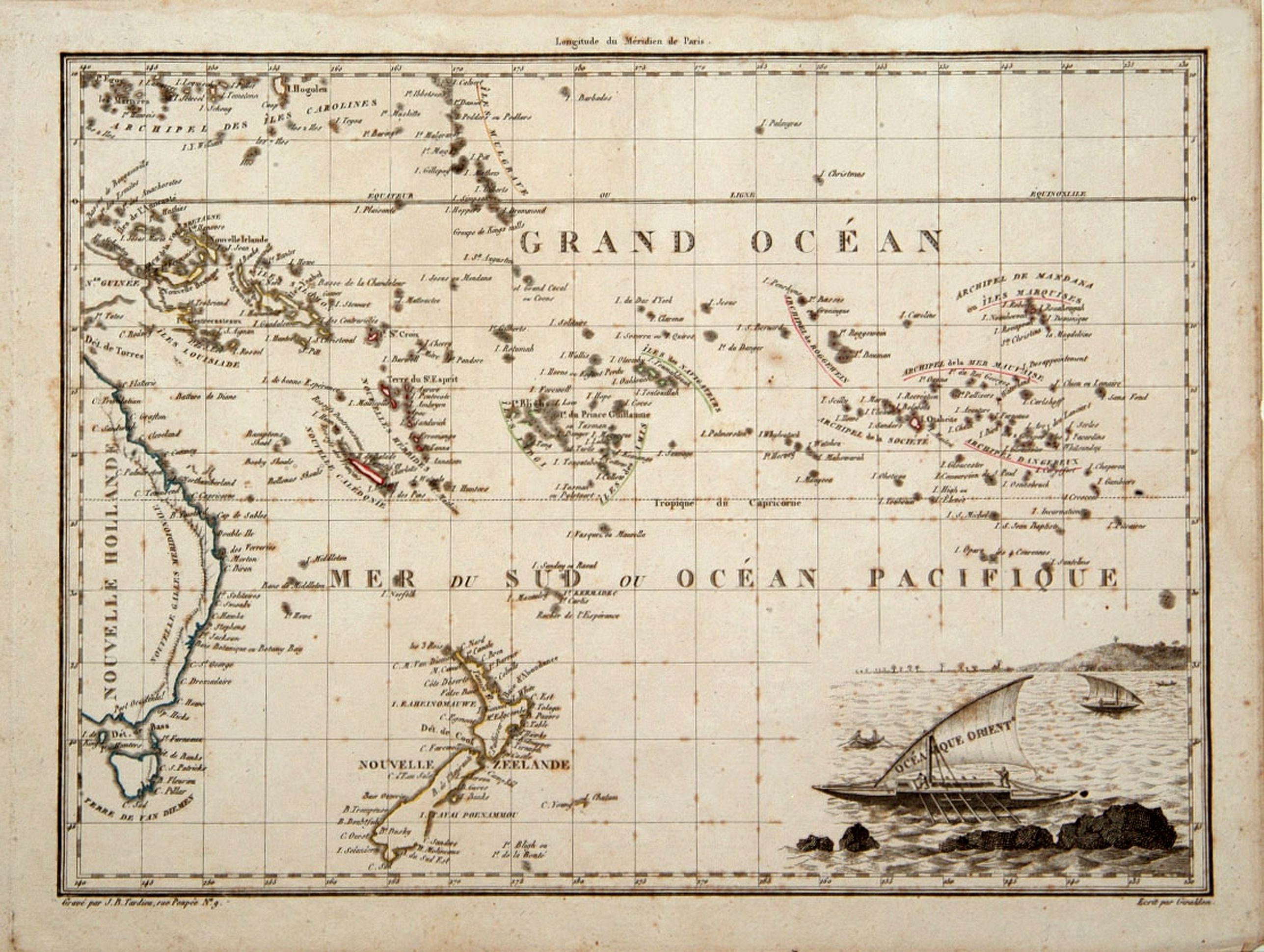 LAPIE, P., Océanique Oriente., antique map, old maps
