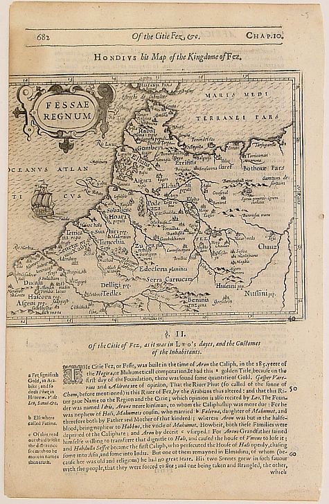 HONDIUS, J./ PURCHAS, S., Fessae regnum., antique map, old maps