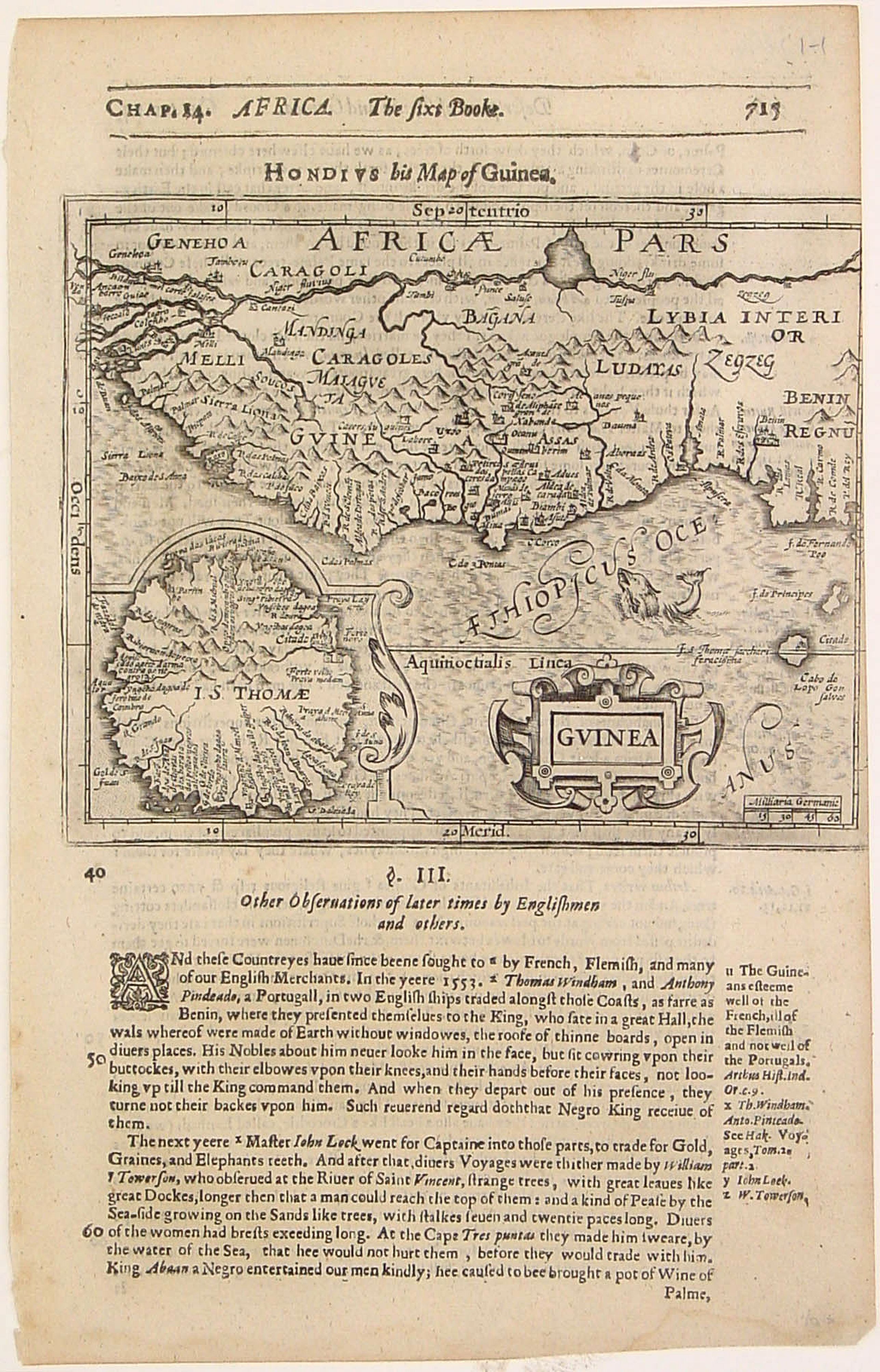 HONDIUS, J. / PURCHAS, S., Guinea., antique map, old maps