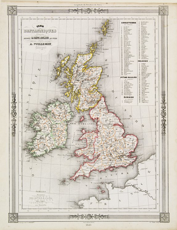 BASSET, Isles Britanniques.., antique map, old maps