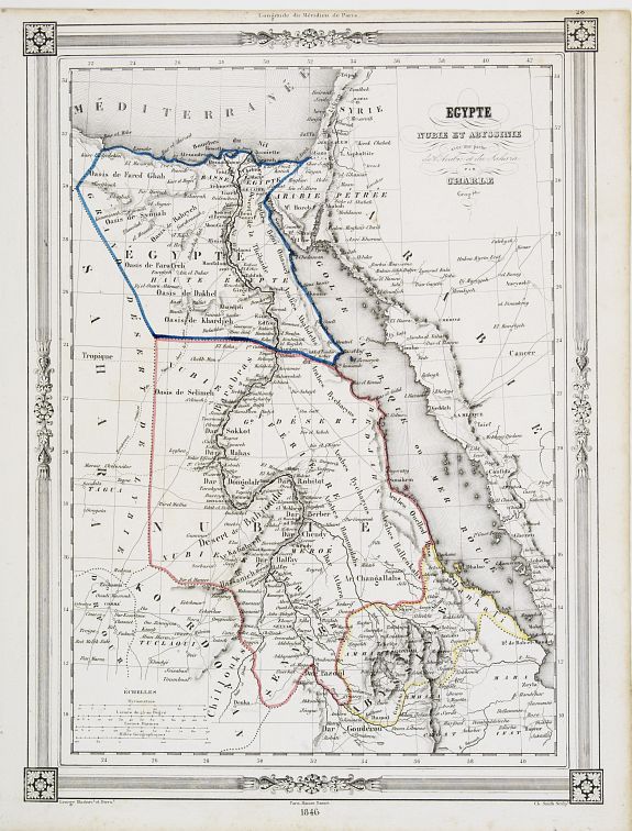 BASSET, Egypte Nubie et Abyssinie.., antique map, old maps