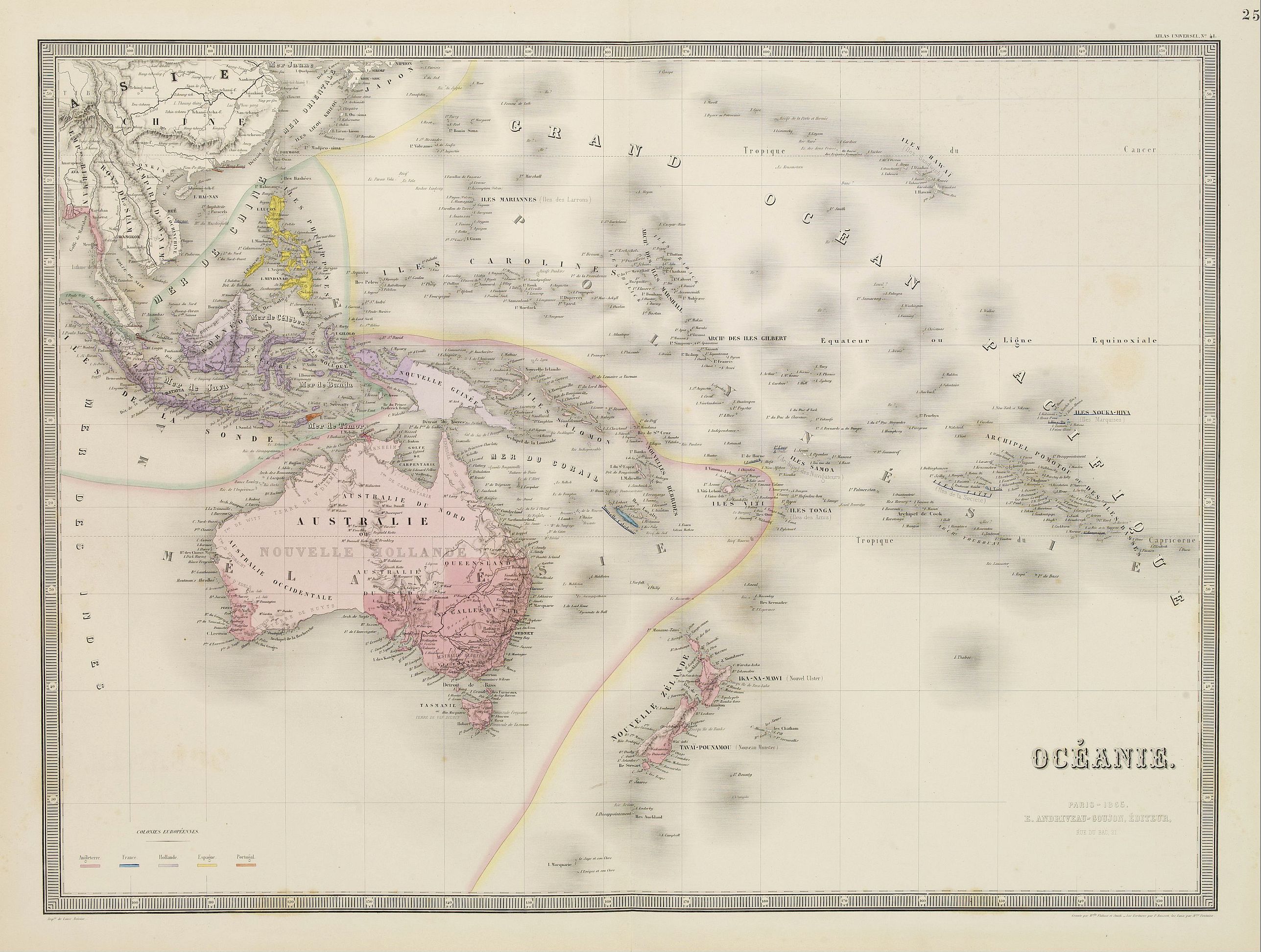 ANDRIVEAU-GOUJON, J., Océanie., antique map, old maps