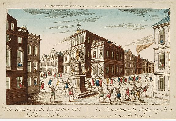 CHEREAU,J., La destruction de la Statue royale a Nouvelle York., antique map, old maps