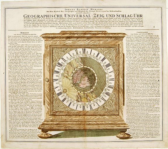 HOMANN, J.B., Geographische Universal-Zeig und Slag-Uhr., antique map, old maps