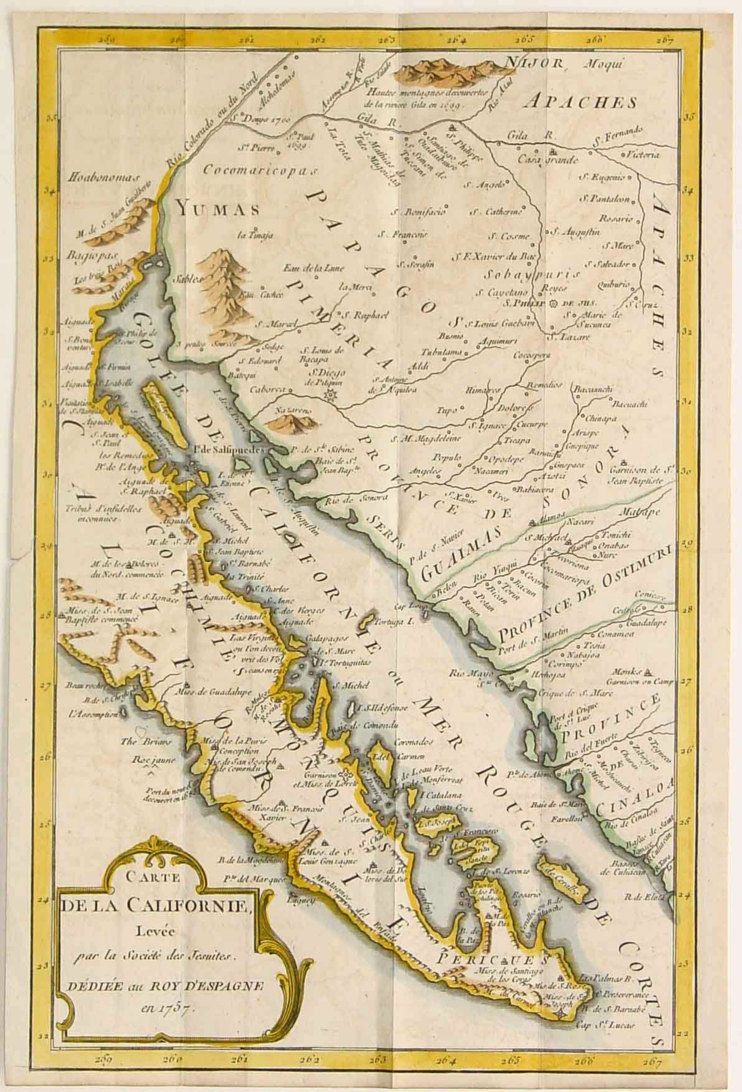 ANONYMOUS, Carte de la Californie, Levée par la Société des Jesuites.., antique map, old maps