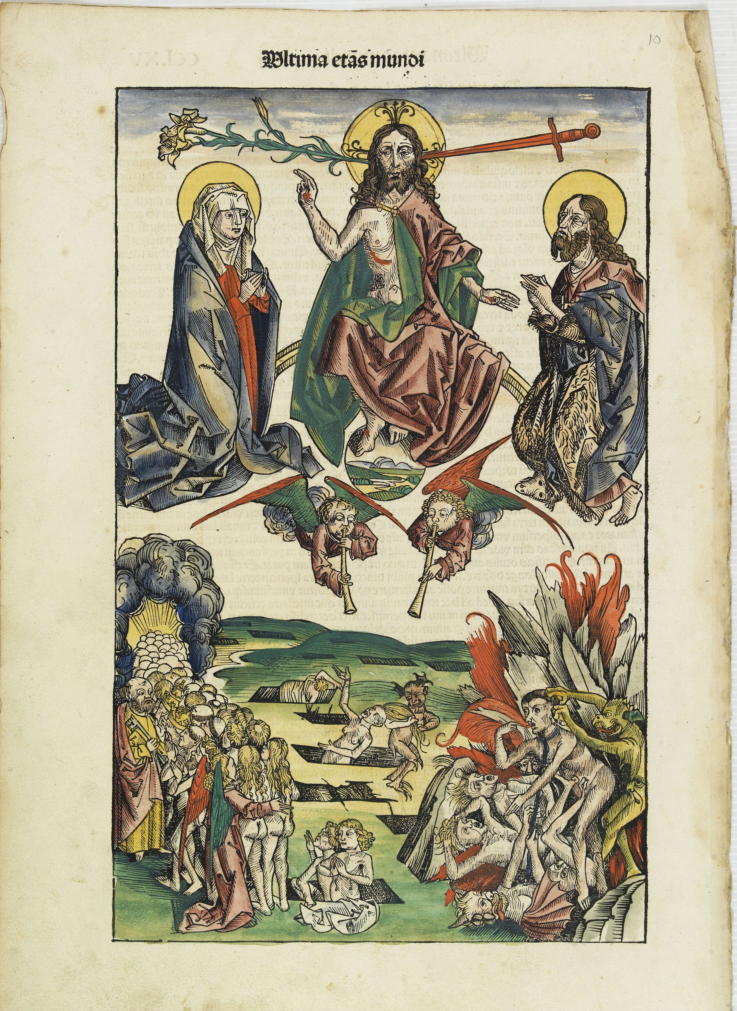 SCHEDEL, H., Ultima etas mundi ( The Last Judgment ) CCLXV., antique map, old maps