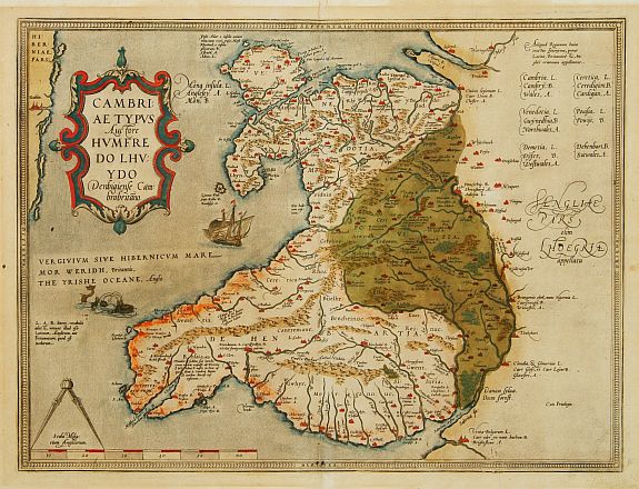 ORTELIUS,A., Cambriae Typus.., antique map, old maps