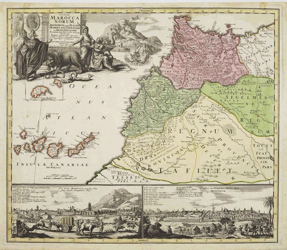HOMANN HEIRS., Statuum Marocca Norum., antique map, old maps