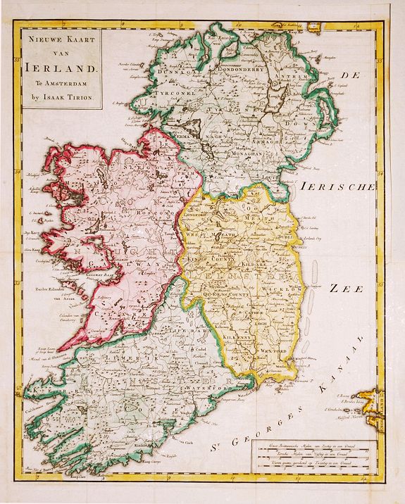 TIRION, I., Nieuwe Kaart van Ierland., antique map, old maps