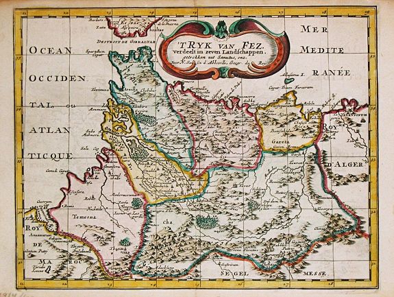 SANSON, N., T Ryk van Fez verdeelt in zeven Landschappen, antique map, old maps