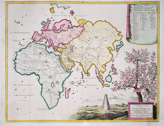 BACHIENE, W.A., Afbeeldinge der Oude Waereld benevens Derzelve verdeling onder de Nakomelingen Noachs. 1749., antique map, old maps