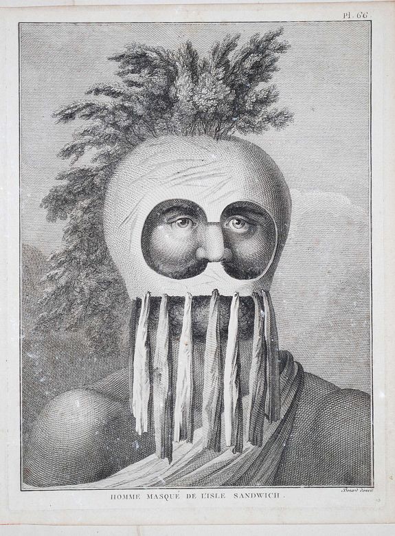 Benard, Homme Masque de l'Isle de Sandwich, antique map, old maps