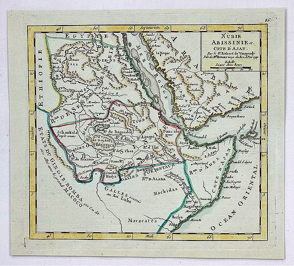 VAUGONDY, G.,, Nubie, Abissinie et Cote D'Ajan., antique map, old maps