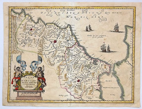 BLAEU, W., Fezzae et Marocchi Regna Africae Celeberrima., antique map, old maps