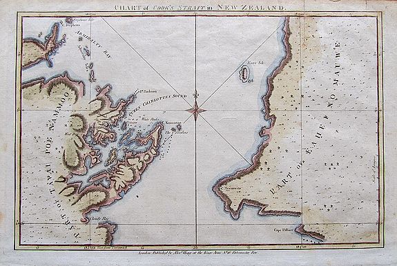 HOGG, Alexander., Chart of Cook's Strait in New Zealand., antique map, old maps