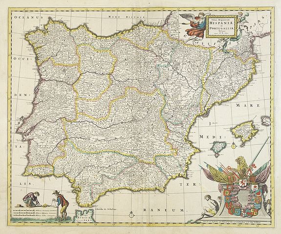 WIT, F. de.,  Totius Regnorum HISPANIAE et PORTUGALLIAE descriptio., antique map, old maps