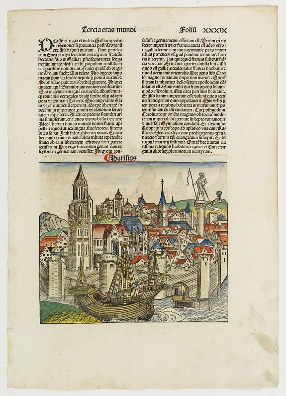 SCHEDEL, H.,  Parisius & Maguncia. [Paris & Munich] Folio XXXIX, antique map, old maps