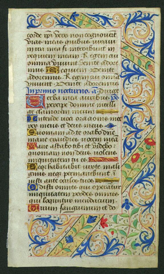 BOOK OF HOURS., Leaf on vellum from a Book of Hours., antique map, old maps