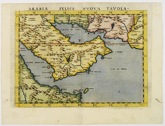 RUSCELLI, G., Arabia Felice Nuova Tavola., antique map, old maps