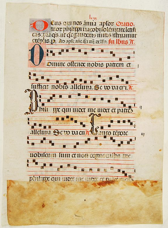 ANTIPHONARIUM, Leaf on vellum from a antiphonary., antique map, old maps