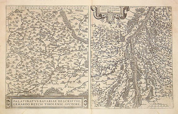 ORTELIUS,A.,  1) Palatinatvs Bavariae .. 2) Argentoratensis agri .., antique map, old maps