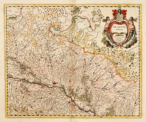 JANSSONIUS,J.,  Alsatia inferior., antique map, old maps