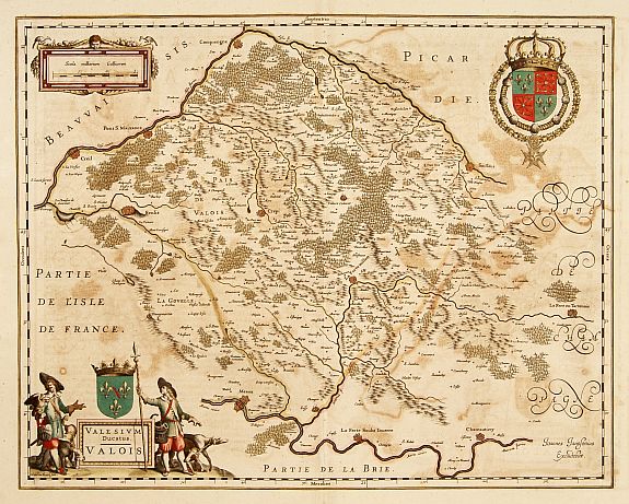 JANSSONIUS, J.,  Valesium Ducatus. Valois, antique map, old maps