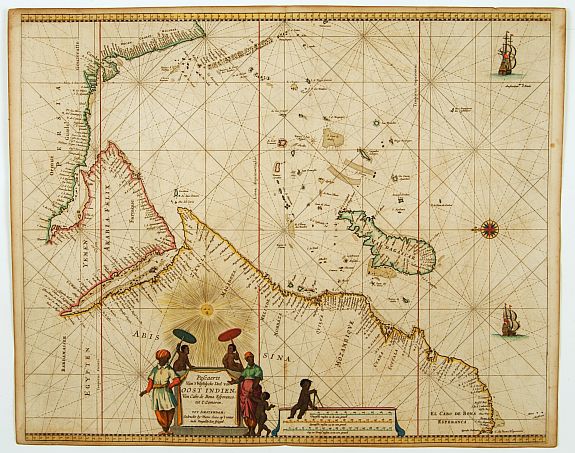 GOOS, P, Pascaerte van 't Westelyckste Deel van Oost Indien, van Cabo de Bona Esperanca tot C.Comorin.., antique map, old maps