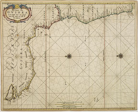 GOOS, P., Pas-Caart van Guinea en den Custen daer aen gelegen Van C.., antique map, old maps