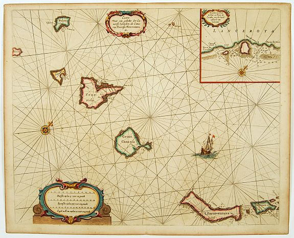 GOOS, P., Caarte voor.. Canarise Eylanden als Canaria, Tenerifa.., antique map, old maps