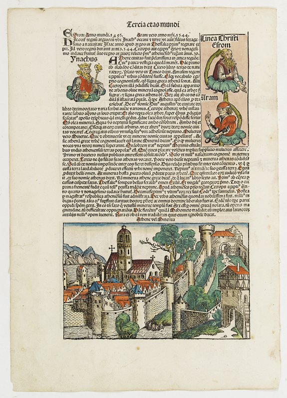 SCHEDEL, H.,  Athene vel Minerva [Athens]   Folio XXVII., antique map, old maps