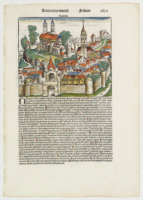 SCHEDEL, H.,  Neapolis [Naples] Folium XLII, antique map, old maps