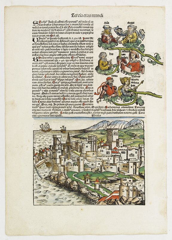 SCHEDEL, H.,  Rhodis [Rhodes] Folio XXVI, antique map, old maps