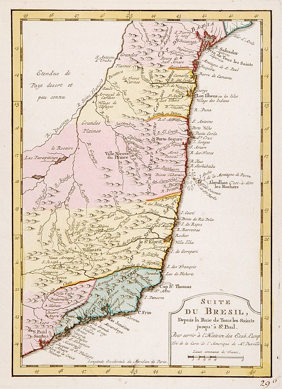 HARREVELT,E.van/ CHANGUION,D.J.,  Suite du Bresil .., antique map, old maps
